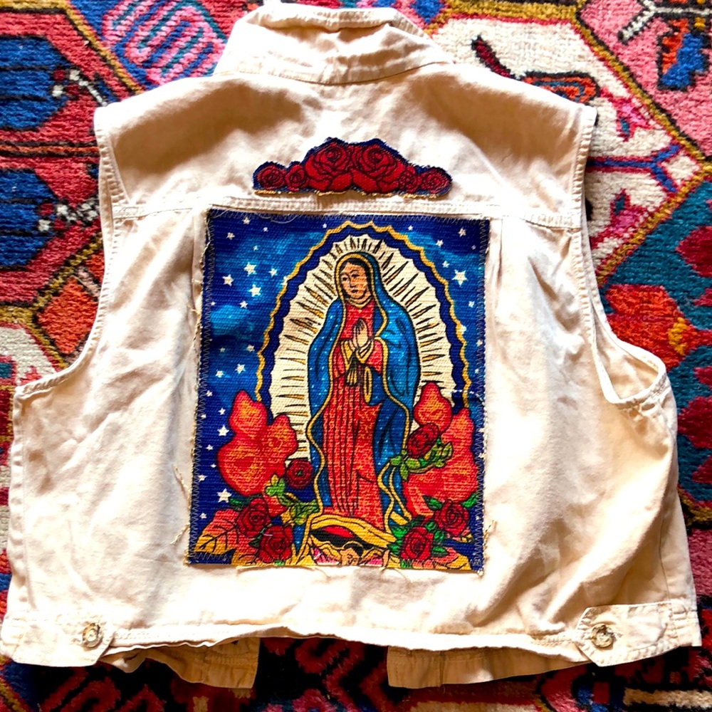 Lady Guadeloupe upcycled vintage vest boho festival jacket artsy